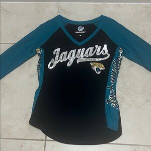 Women’s Jacksonville Jaguars Long Sleeve  V Neck Tee - Teal and Black
